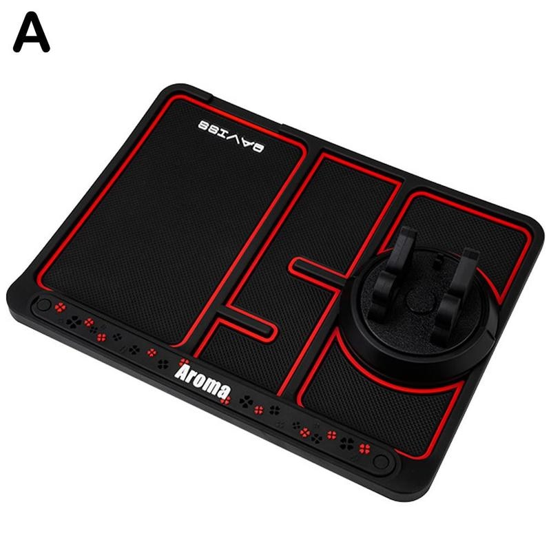 4 In 1 Car Anti-Slip Mat Silicone Dashboard Sticky Phone Holder Mat Auto Non-Slip Phone Pad w Phone Holder Function CarInterior