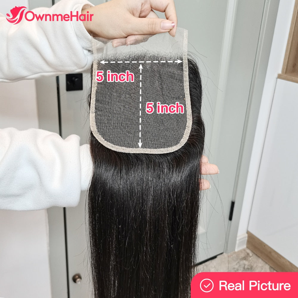 4x4 5x5 13x4 Transparent Lace Frontal Closure Brazilian Human Hair Frontal Remy Hair Pre Plucked with Baby Hair Bleached Knots