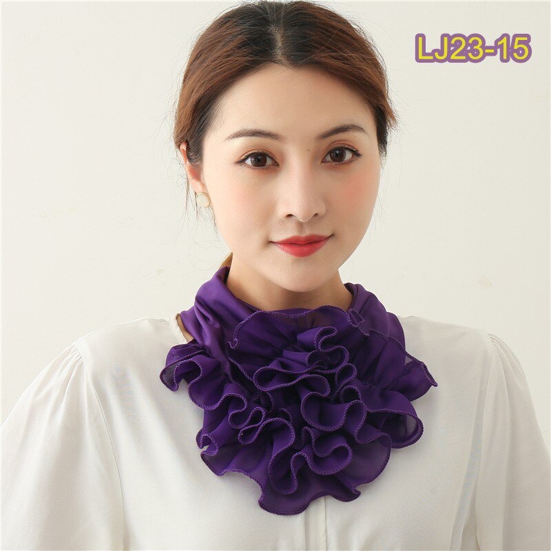 Floral Neck Ring Scarf Chiffon Collar Tie Women Muslim Hijab Hat Indian Turban Solid Lady Office Neckerchief Skinny Hair Scarves