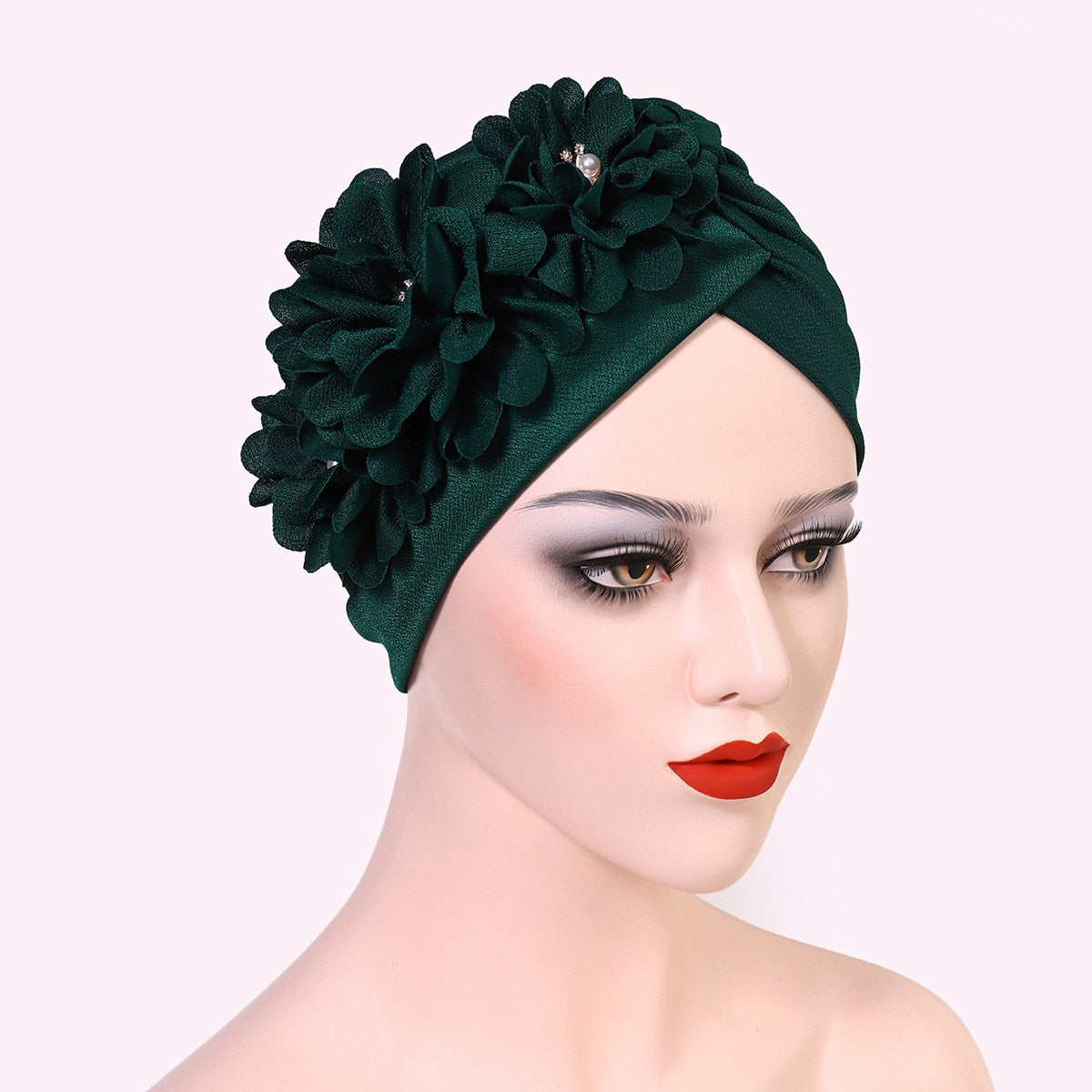 Fashion Feather Flower African Headtie Turban Bonnet for Women Muslim Headscarf Caps Wedding Party Autogele Turbante Mujer