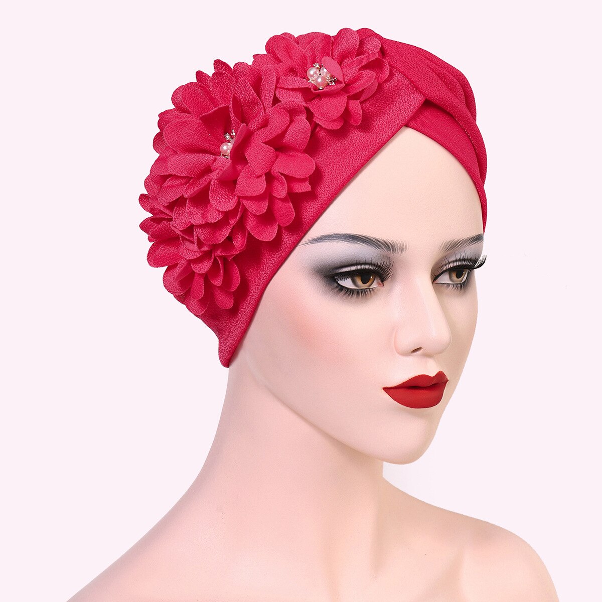 Fashion Feather Flower African Headtie Turban Bonnet for Women Muslim Headscarf Caps Wedding Party Autogele Turbante Mujer