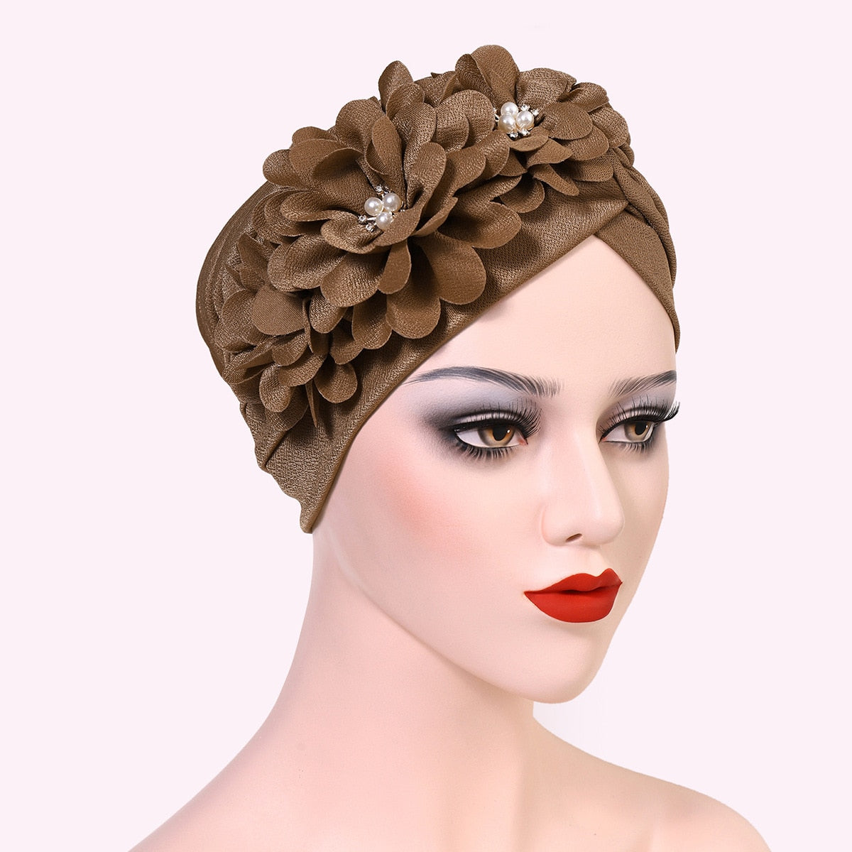 Fashion Feather Flower African Headtie Turban Bonnet for Women Muslim Headscarf Caps Wedding Party Autogele Turbante Mujer