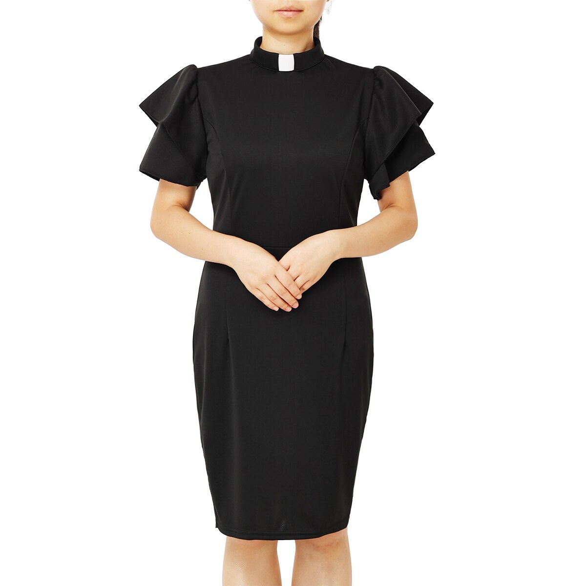 Women Clergy Dress Pencil Dress with Collar