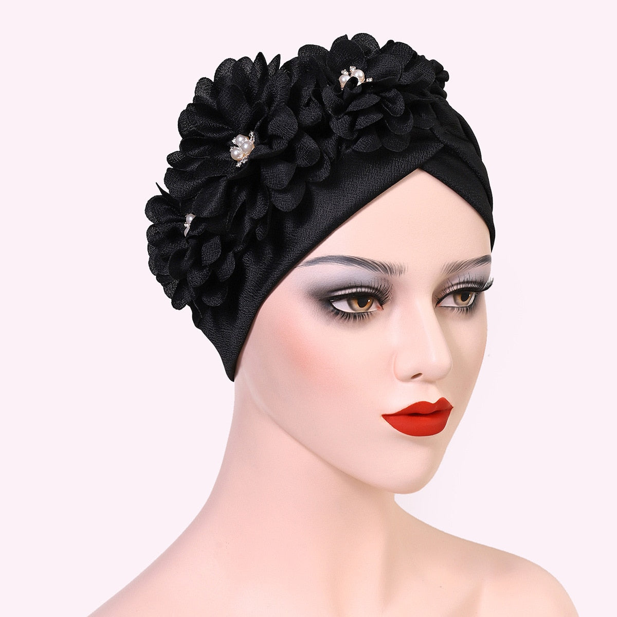 Fashion Feather Flower African Headtie Turban Bonnet for Women Muslim Headscarf Caps Wedding Party Autogele Turbante Mujer