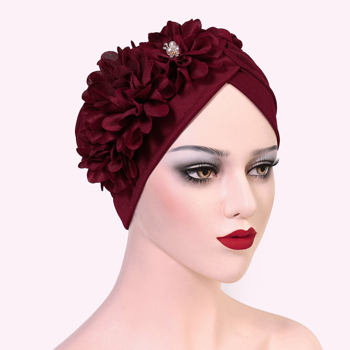 Fashion Feather Flower African Headtie Turban Bonnet for Women Muslim Headscarf Caps Wedding Party Autogele Turbante Mujer