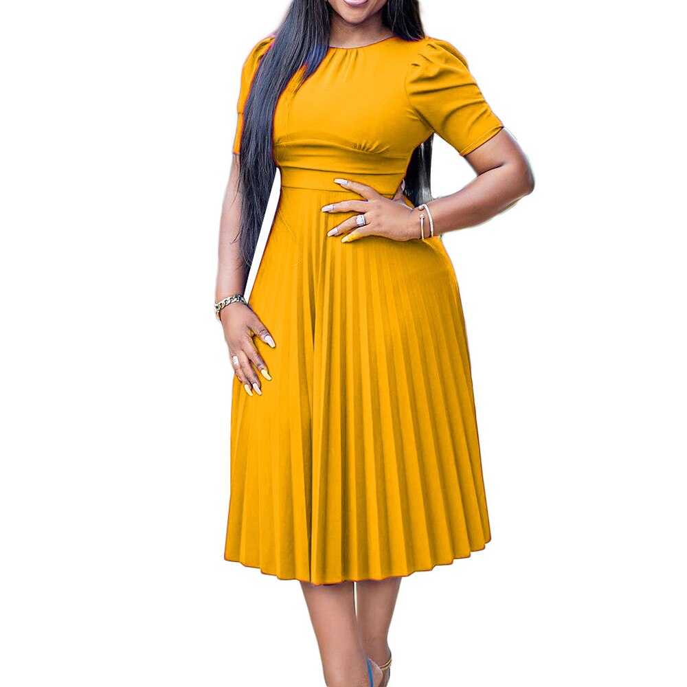 2023 New Arrivals Summer Women Casual Dress Solid Color Elegant Fashion Ladies Short Sleeve Bridesmaid African Dinner Dresses