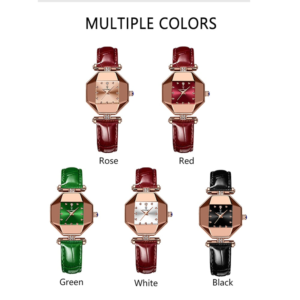 2022 Luxury Quartz Watch Girl&#39;s Elegant Fashion Red Dial Waterproof Ladies Leather Watches Women High Quality Zegarek Damski Hot