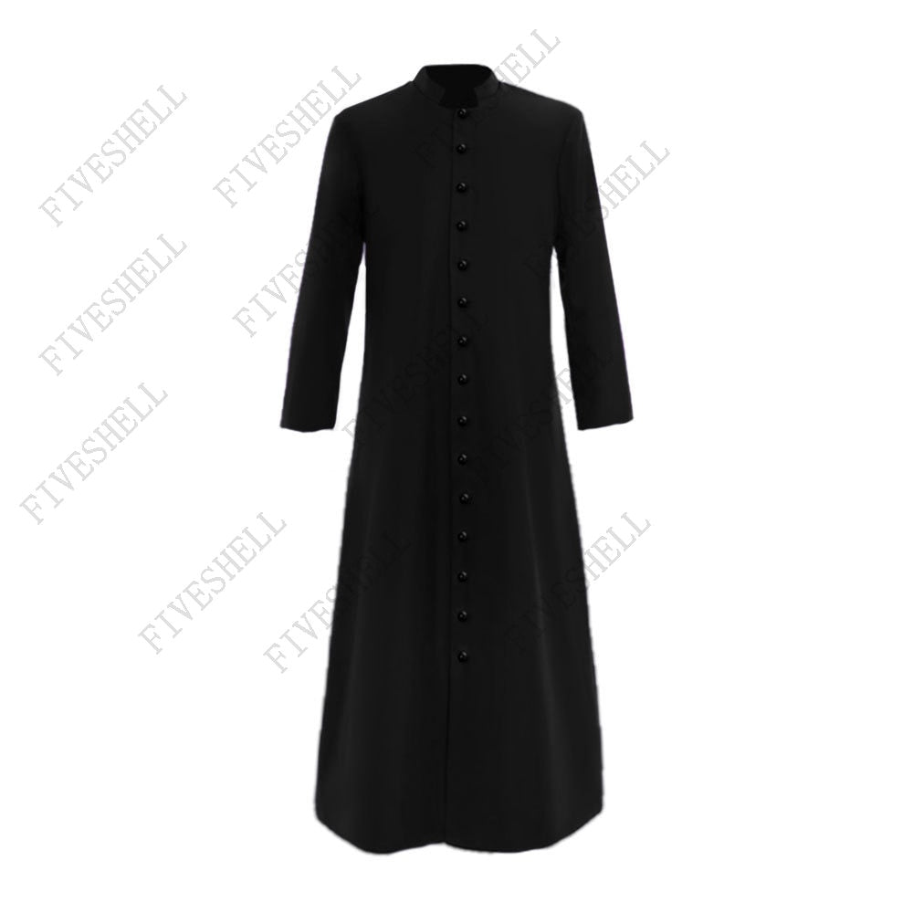 2023 Halloween Cosplay legend Clergy Robe Cassock with Cincture Medieval Clergyman Vestments Roman Priest Robe Cassock Costume