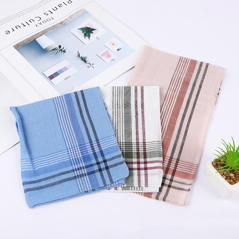 12 Pcs Men's Pocket Handkerchiefs Cotton Blend Sweat Absorbing Classic Fashion Lattice for Elderly Women's Universal  Hanky Gift