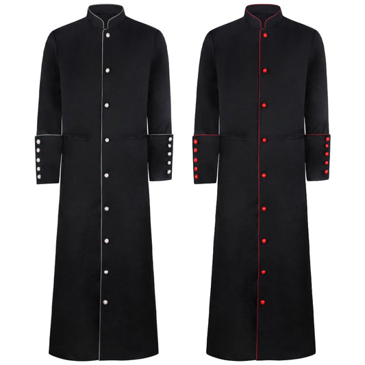 Anime Priest Costume White Red Catholic Church Religious Roman Pope Pastor Father Costumes Mass Missionary Robe Clergy Cassock