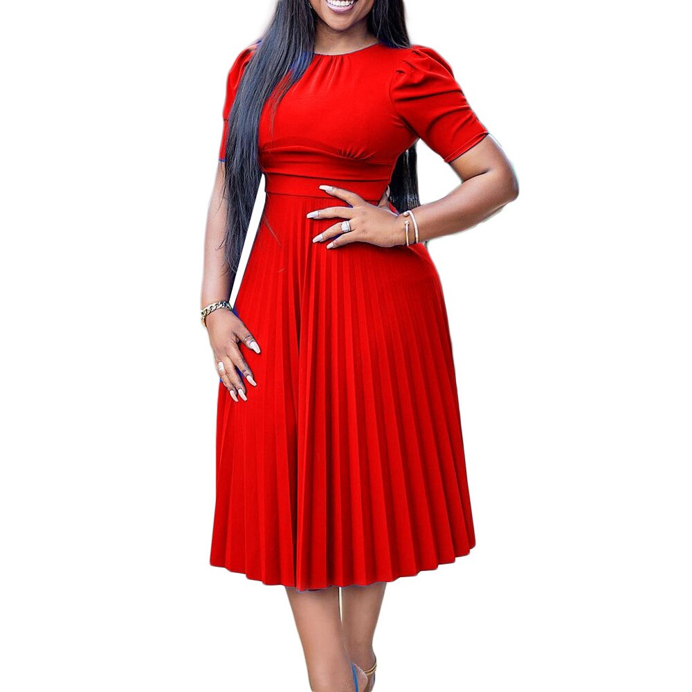 2023 New Arrivals Summer Women Casual Dress Solid Color Elegant Fashion Ladies Short Sleeve Bridesmaid African Dinner Dresses