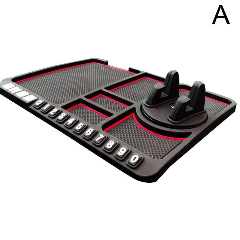 4 In 1 Car Anti-Slip Mat Silicone Dashboard Sticky Phone Holder Mat Auto Non-Slip Phone Pad w Phone Holder Function CarInterior