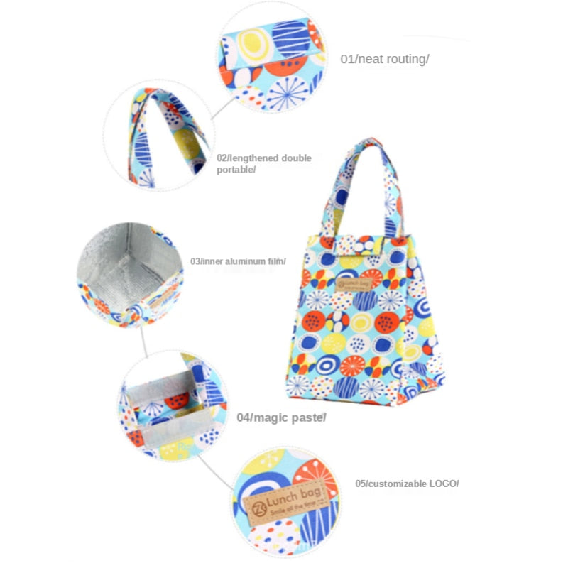 Fashion Lunch Bag Insulated Thermal  Lovely Cat Multicolor Breakfast Box Bags Women Portable Hand Pack Picnic Travel Products