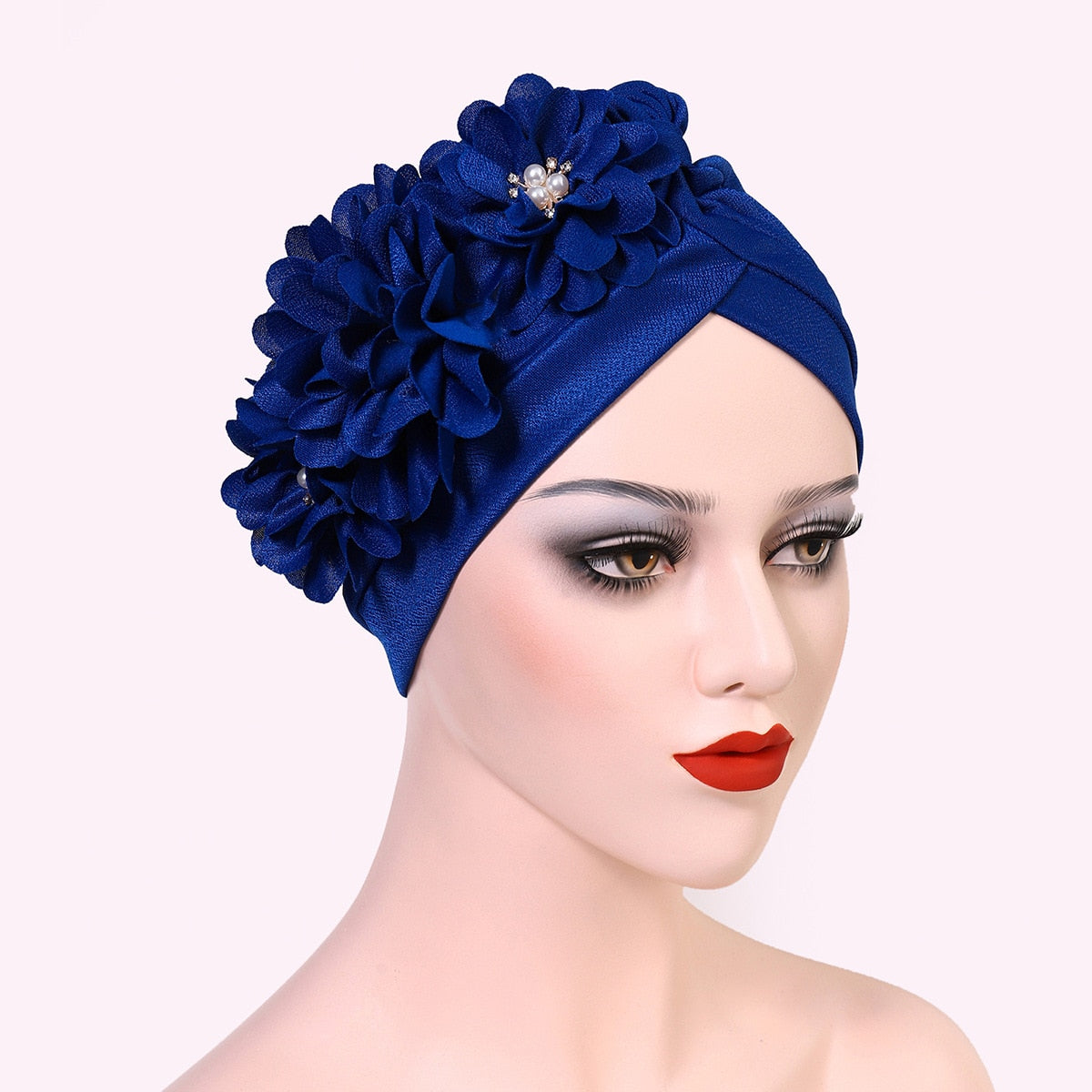 Fashion Feather Flower African Headtie Turban Bonnet for Women Muslim Headscarf Caps Wedding Party Autogele Turbante Mujer