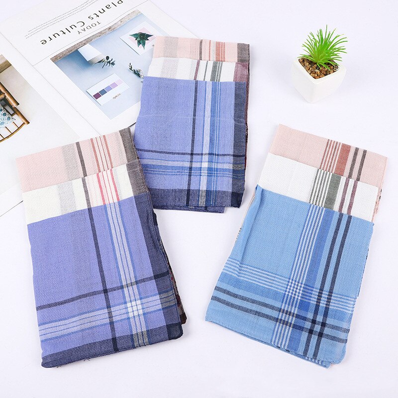 12 Pcs Men's Pocket Handkerchiefs Cotton Blend Sweat Absorbing Classic Fashion Lattice for Elderly Women's Universal  Hanky Gift