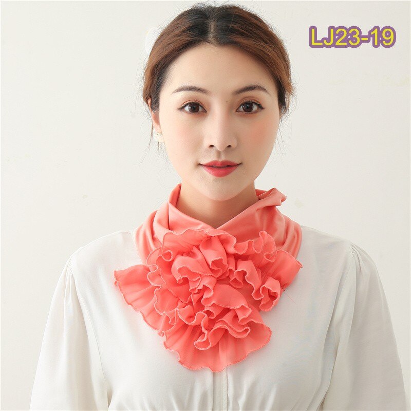 Floral Neck Ring Scarf Chiffon Collar Tie Women Muslim Hijab Hat Indian Turban Solid Lady Office Neckerchief Skinny Hair Scarves