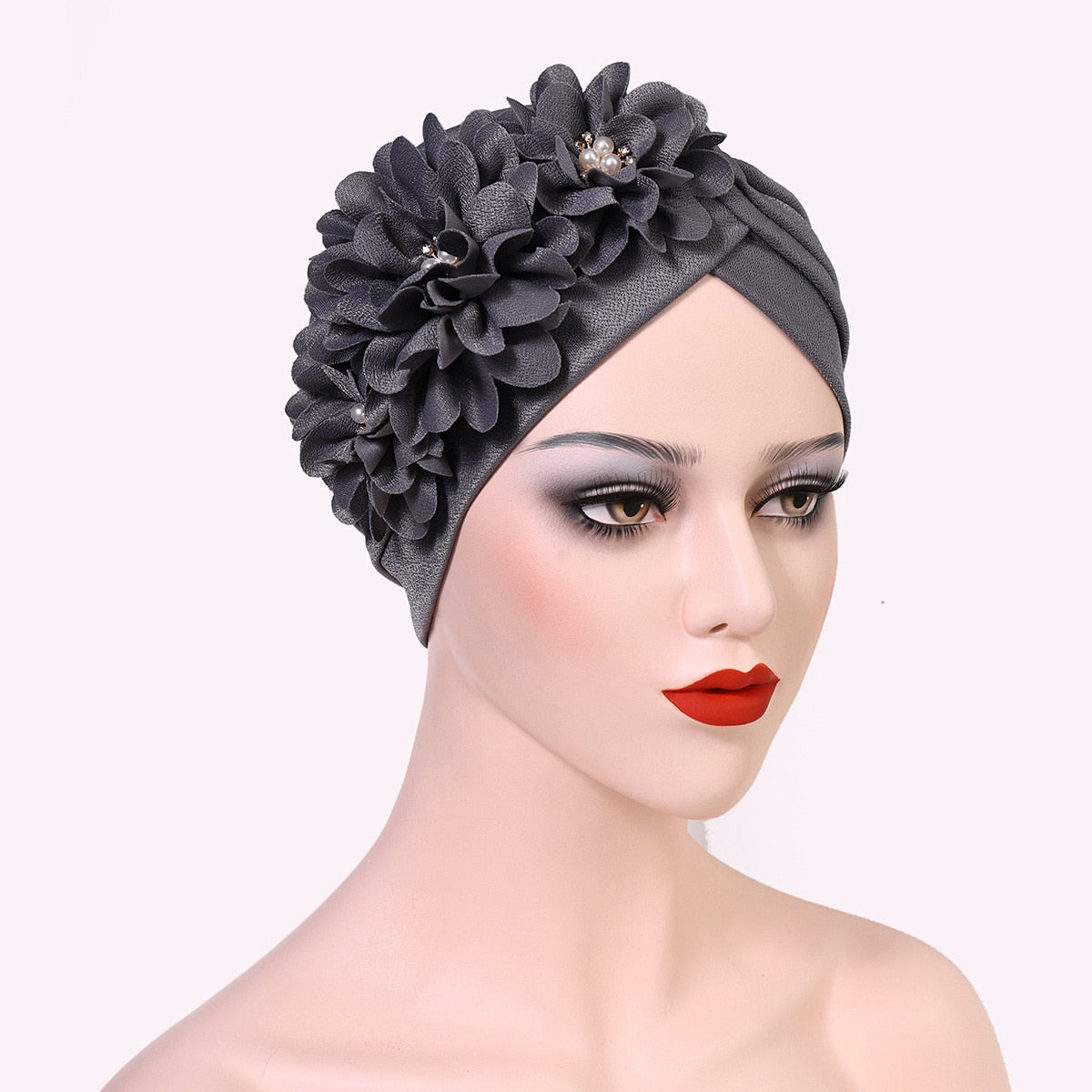 Fashion Feather Flower African Headtie Turban Bonnet for Women Muslim Headscarf Caps Wedding Party Autogele Turbante Mujer