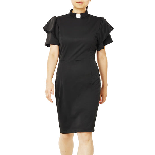 Women Clergy Dress Pencil Dress with Collar