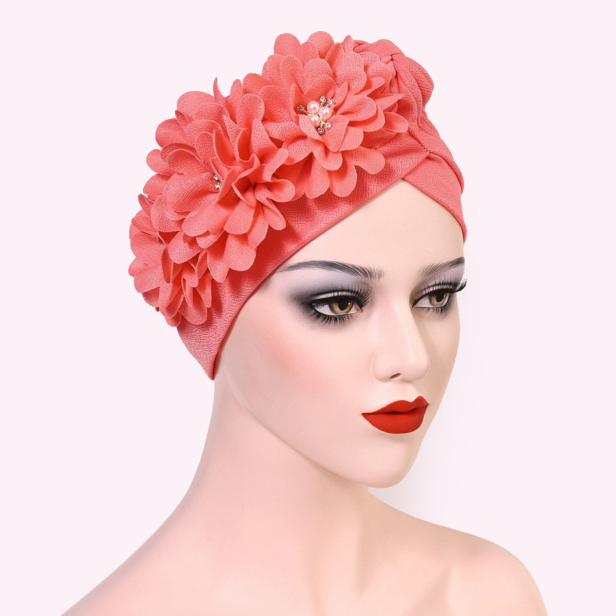 Fashion Feather Flower African Headtie Turban Bonnet for Women Muslim Headscarf Caps Wedding Party Autogele Turbante Mujer