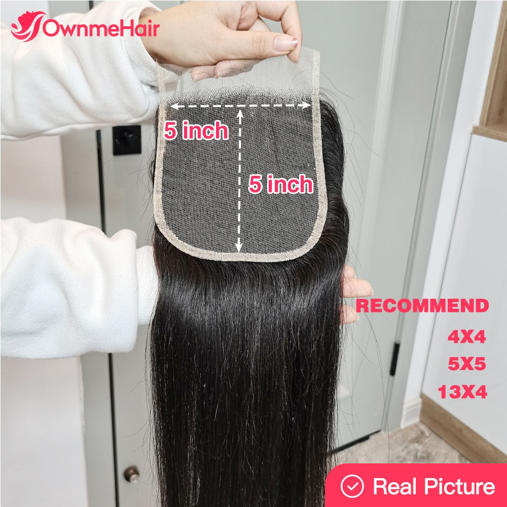 4x4 5x5 13x4 Transparent Lace Frontal Closure Brazilian Human Hair Frontal Remy Hair Pre Plucked with Baby Hair Bleached Knots