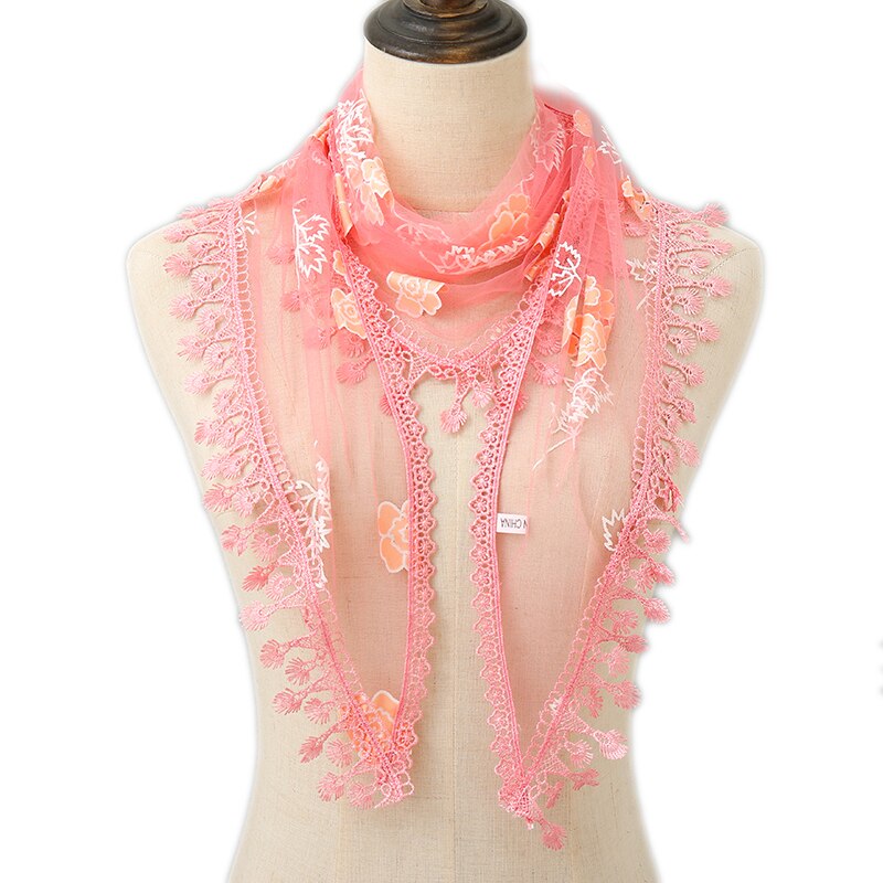 Women Triangle Scarf for Church Prayer Shawl Embroidered Lace Veil Floral Headcovering Tassel Veils Mantillas for the Church's